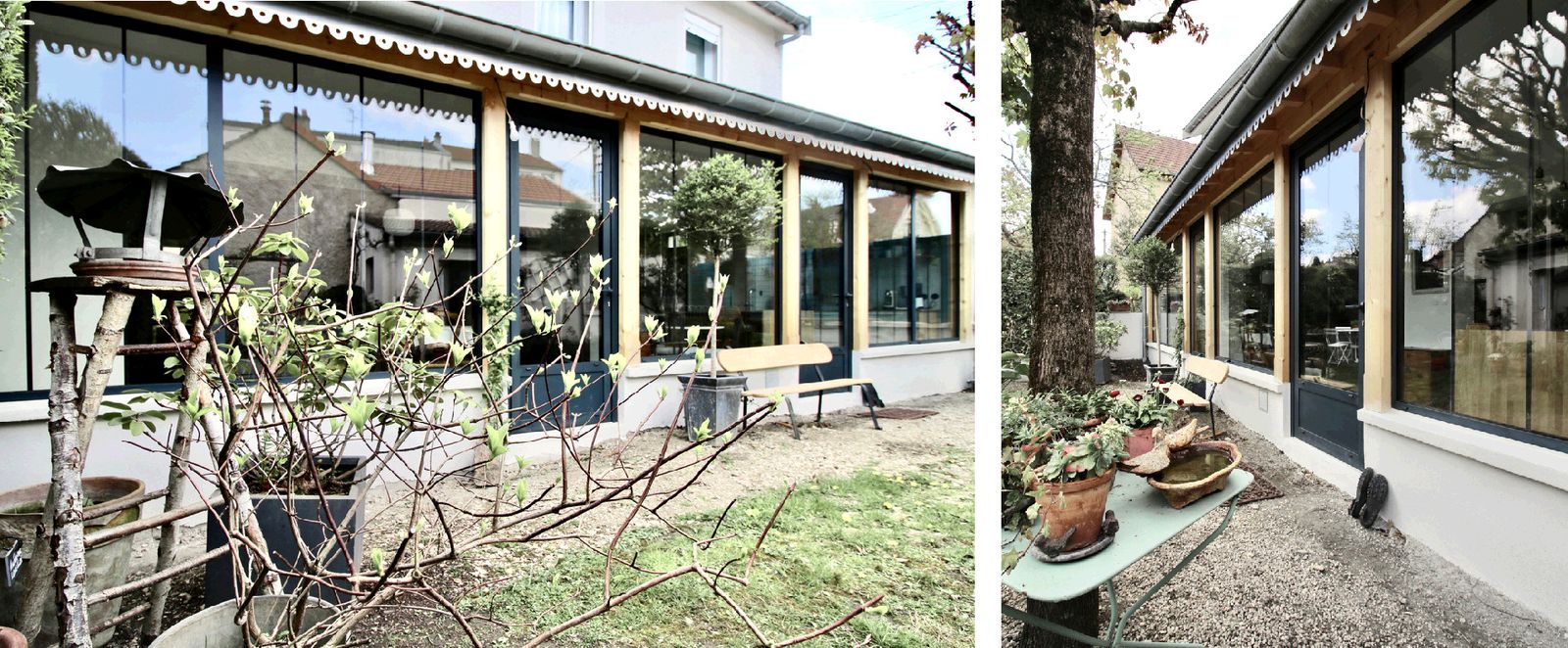 Julie Drevet Architecte d'intérieur Designer : DIJON - EXTENSION D'UNE MAISON POUR UNE AMBIANCE DEDANS / DEHORS